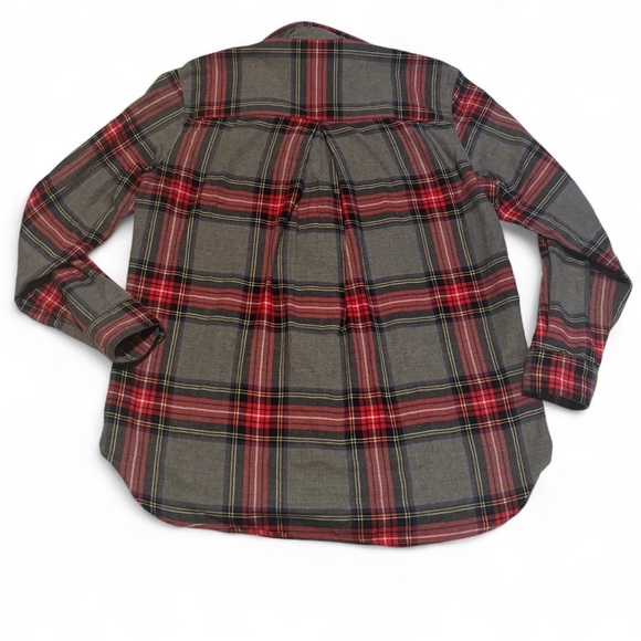 Grayson Women's XS Sz 1 The Hero Flannel Plaid Button Shirt Gray Red - Picture 2 of 5